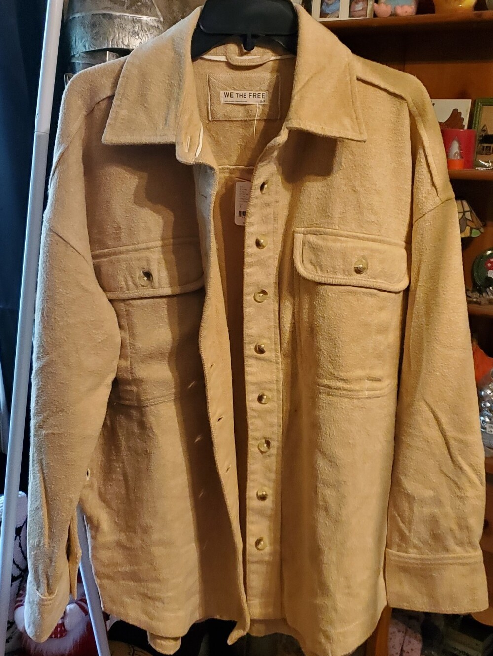 We The Free Beige Button-Down Shacket